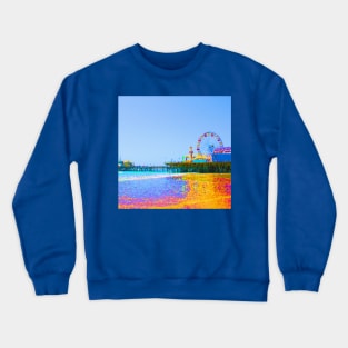 Funky Pixels Santa Monica Pier in Los Angeles Crewneck Sweatshirt